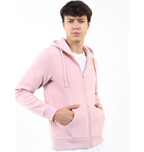 Men Pink Hooded Sweatshirt